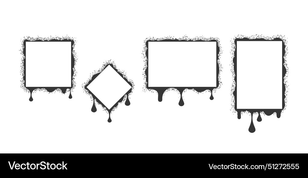 Set of graffiti-style frames with dripping vector image