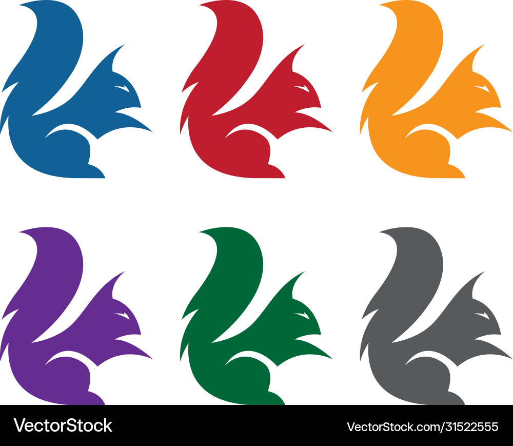 Simple abstract squirrel set design template vector image