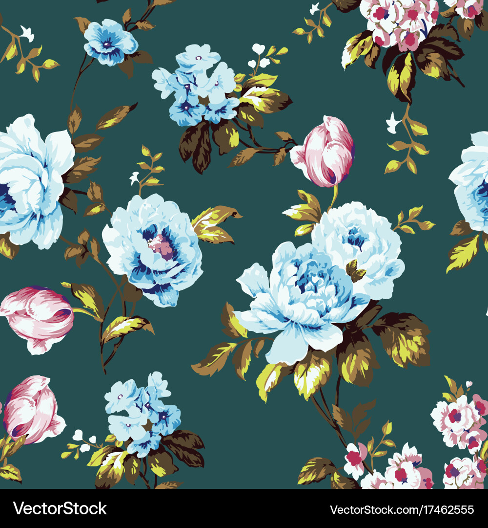 Vintage Roses Seamless Pattern vector image