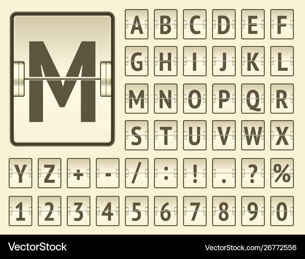Airport flip scoreboard alphabet font Airport flip scoreboard alphabet font vector image