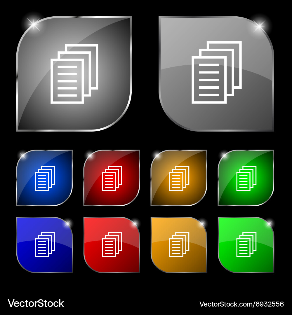 Copy file duplicate document icon sign set of ten vector image