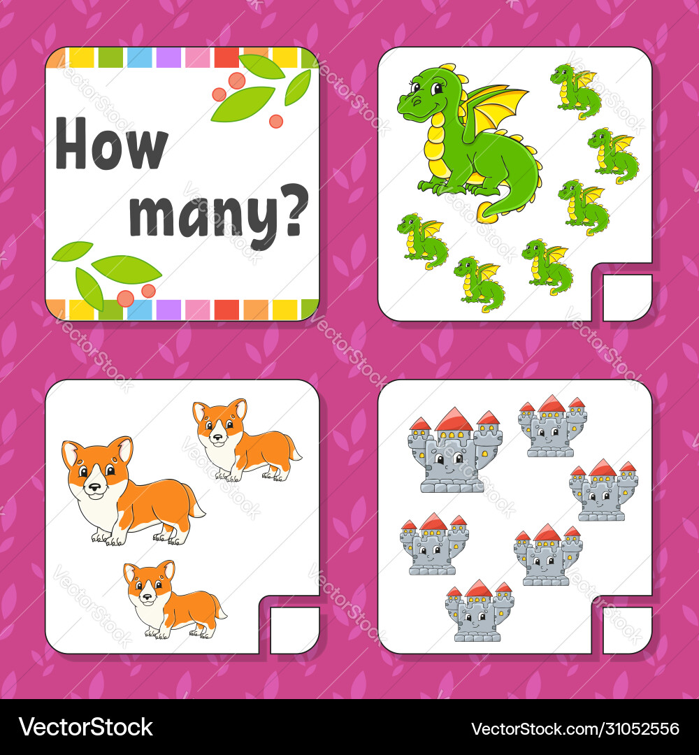 Counting game for children happy characters Counting game for children happy characters Vector Image