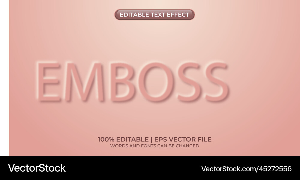 Editable text style effect emboss theme 3d Editable text style effect emboss theme 3d vector image