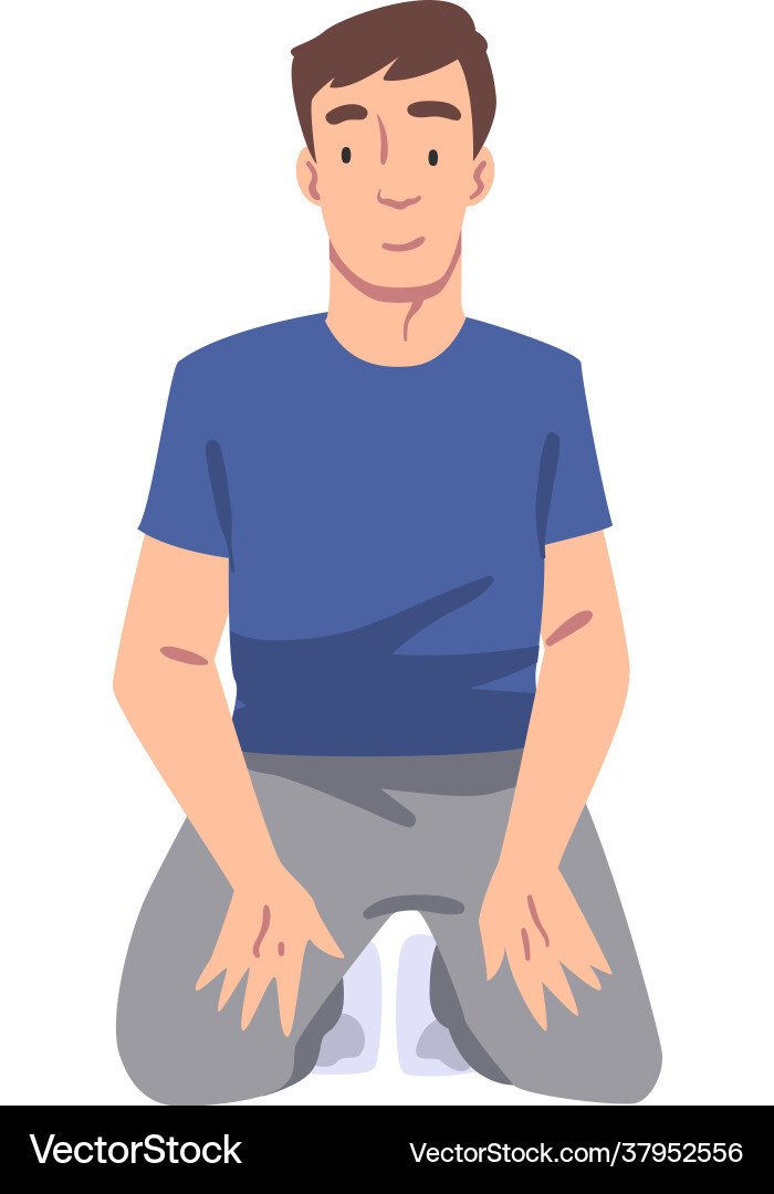 Front view young man in casual clothes sitting vector image