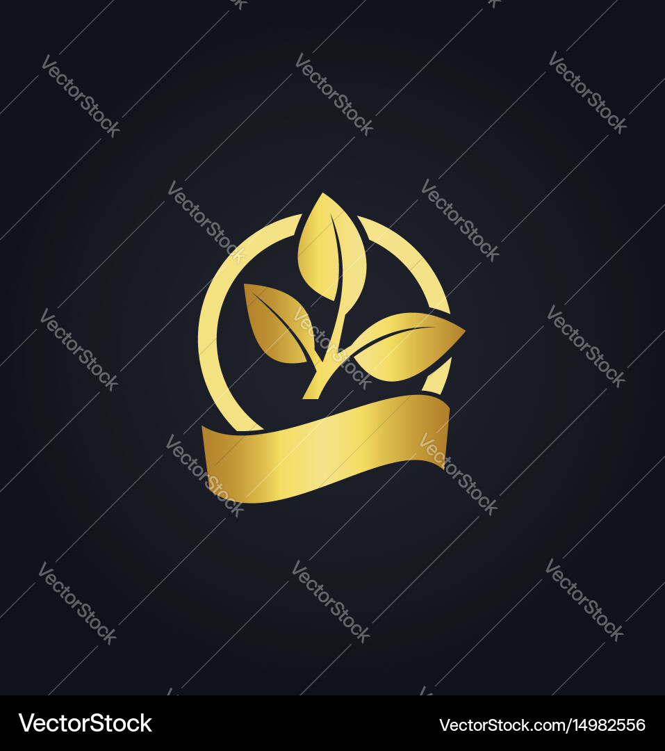 Gold Blatt Bio-Logo vektorbild