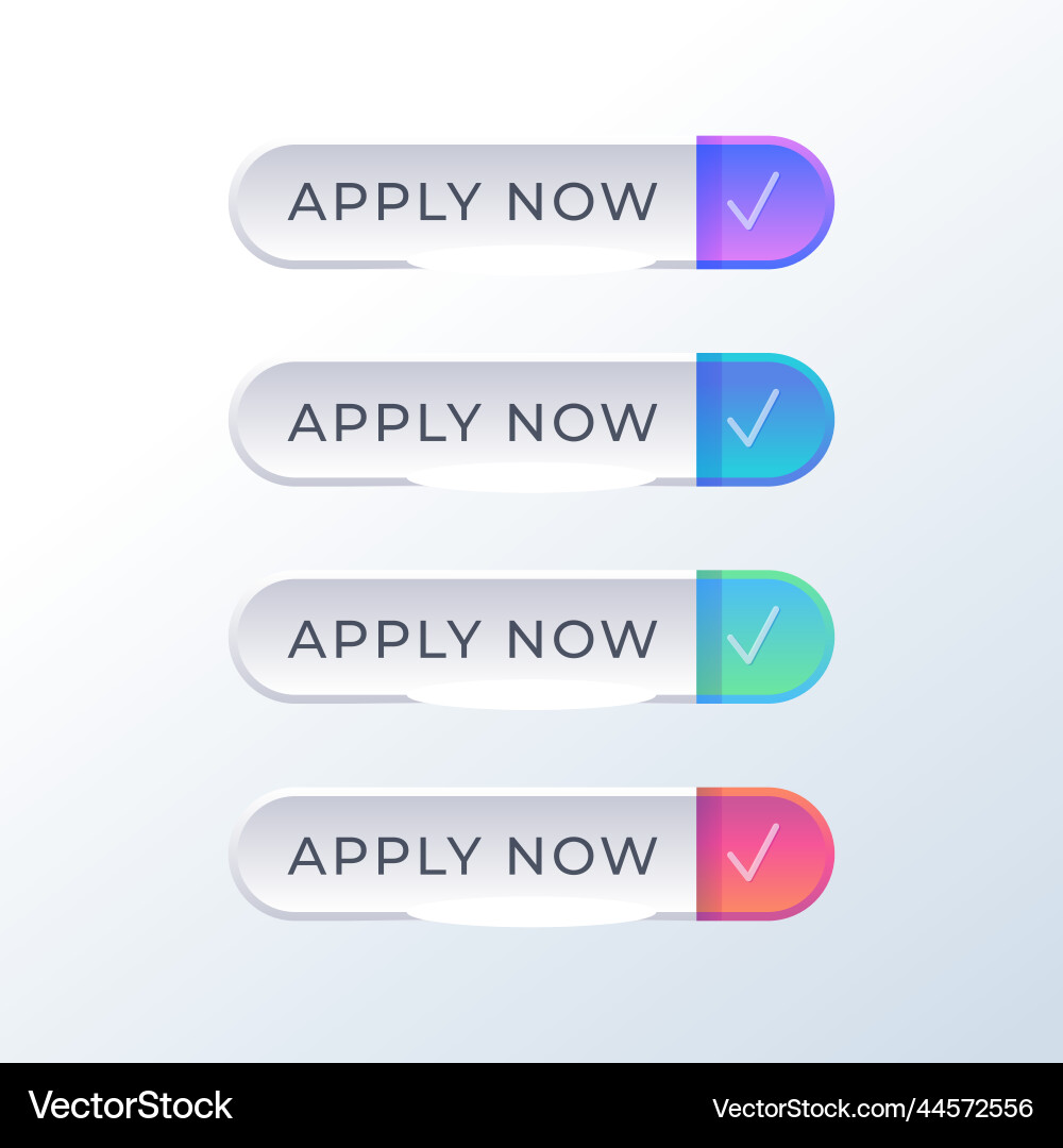 Gradient apply now label set Gradient apply now label set vector image