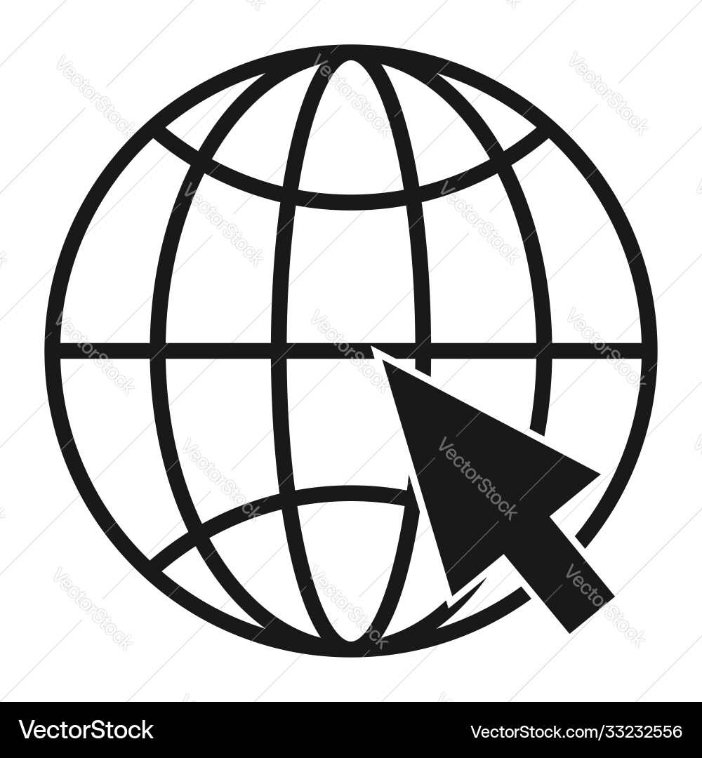 Internet icon with black computer arrow cursor Internet icon with black computer arrow cursor vector image
