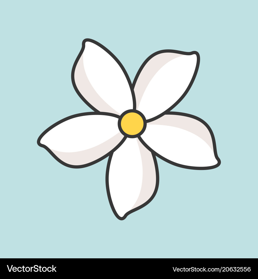 Jasmine Flower Outline Icon – Royalty-Free Vector | VectorStock, image size:1000x1080