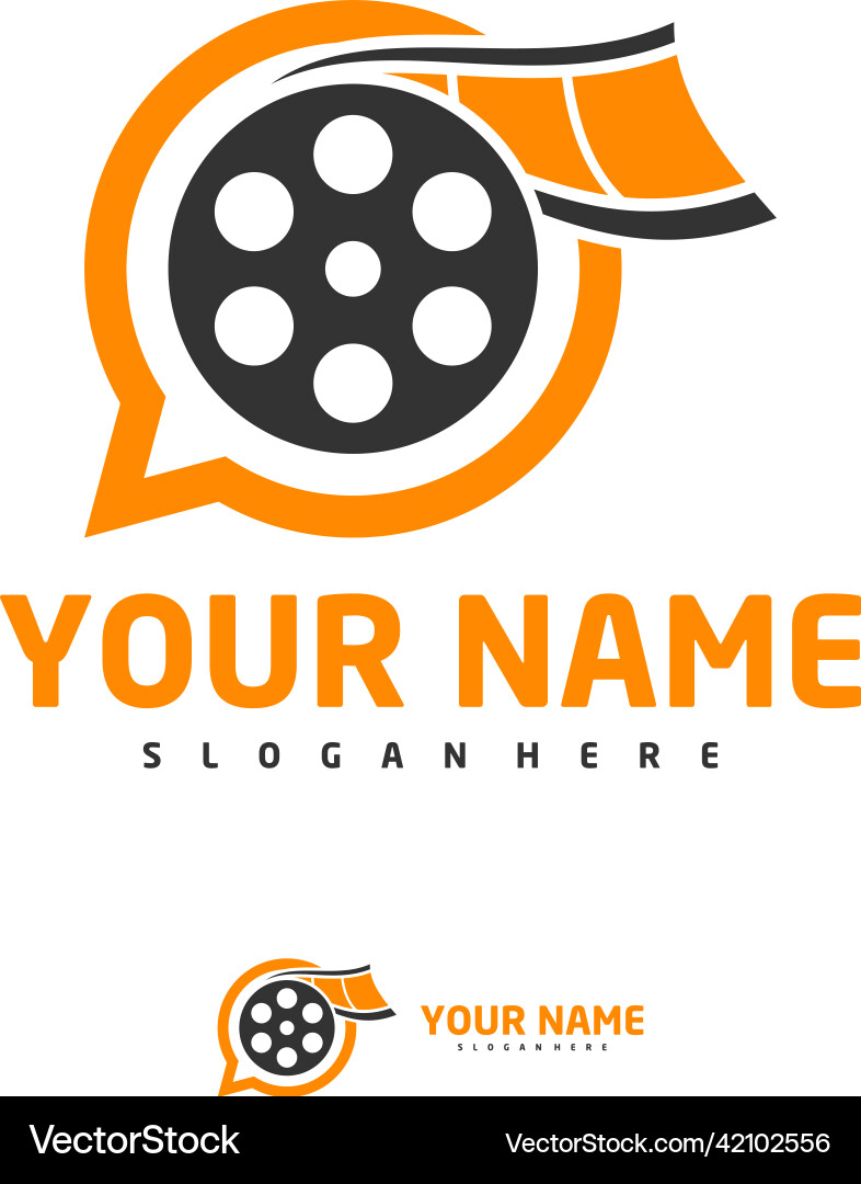 Kino-Chat Logo Vorlage kreativer Filmstreifen Kino-Chat Logo Vorlage kreativer Filmstreifen vektorbild