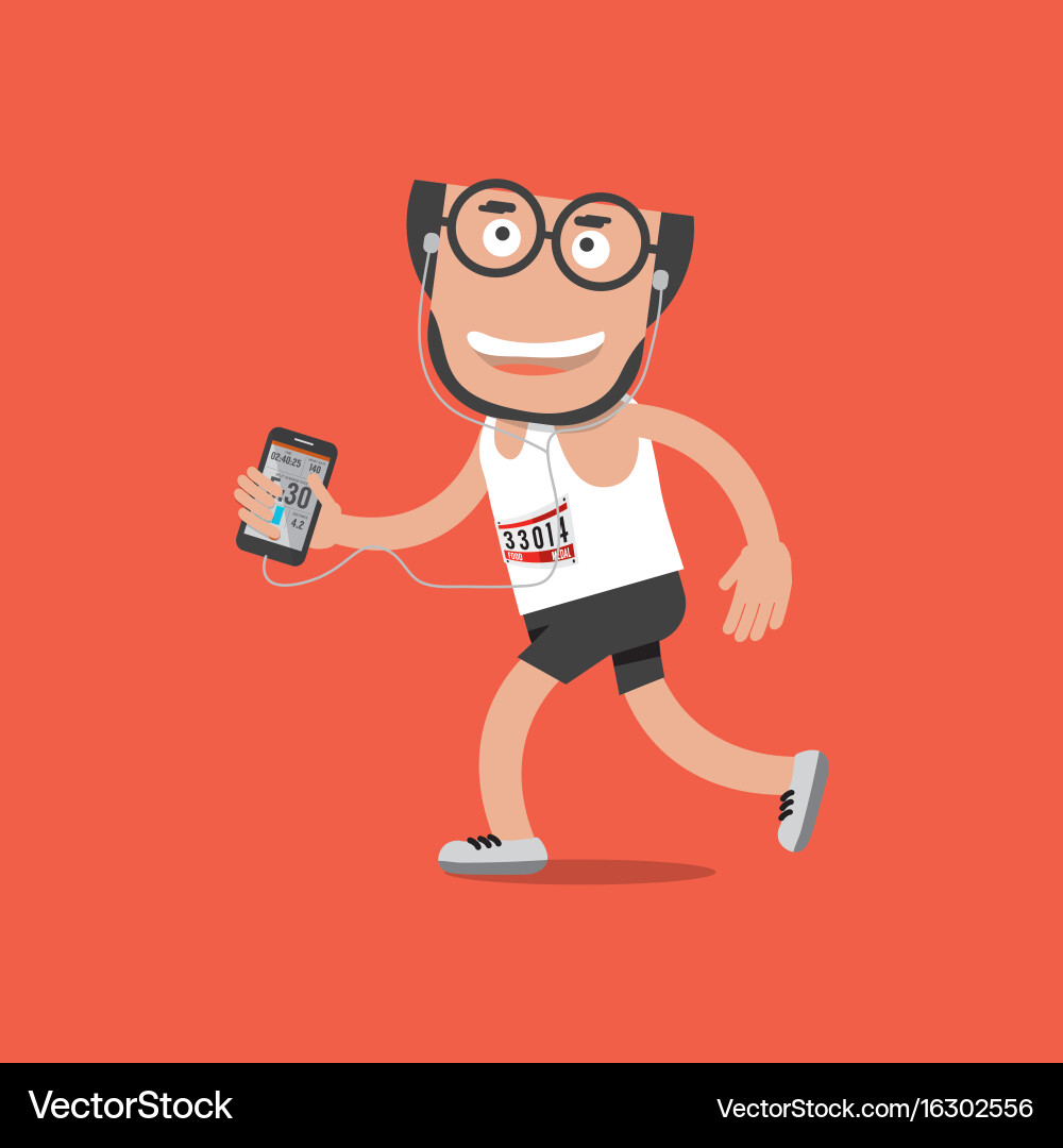 Man Running with Fitness Tracker Vector Image