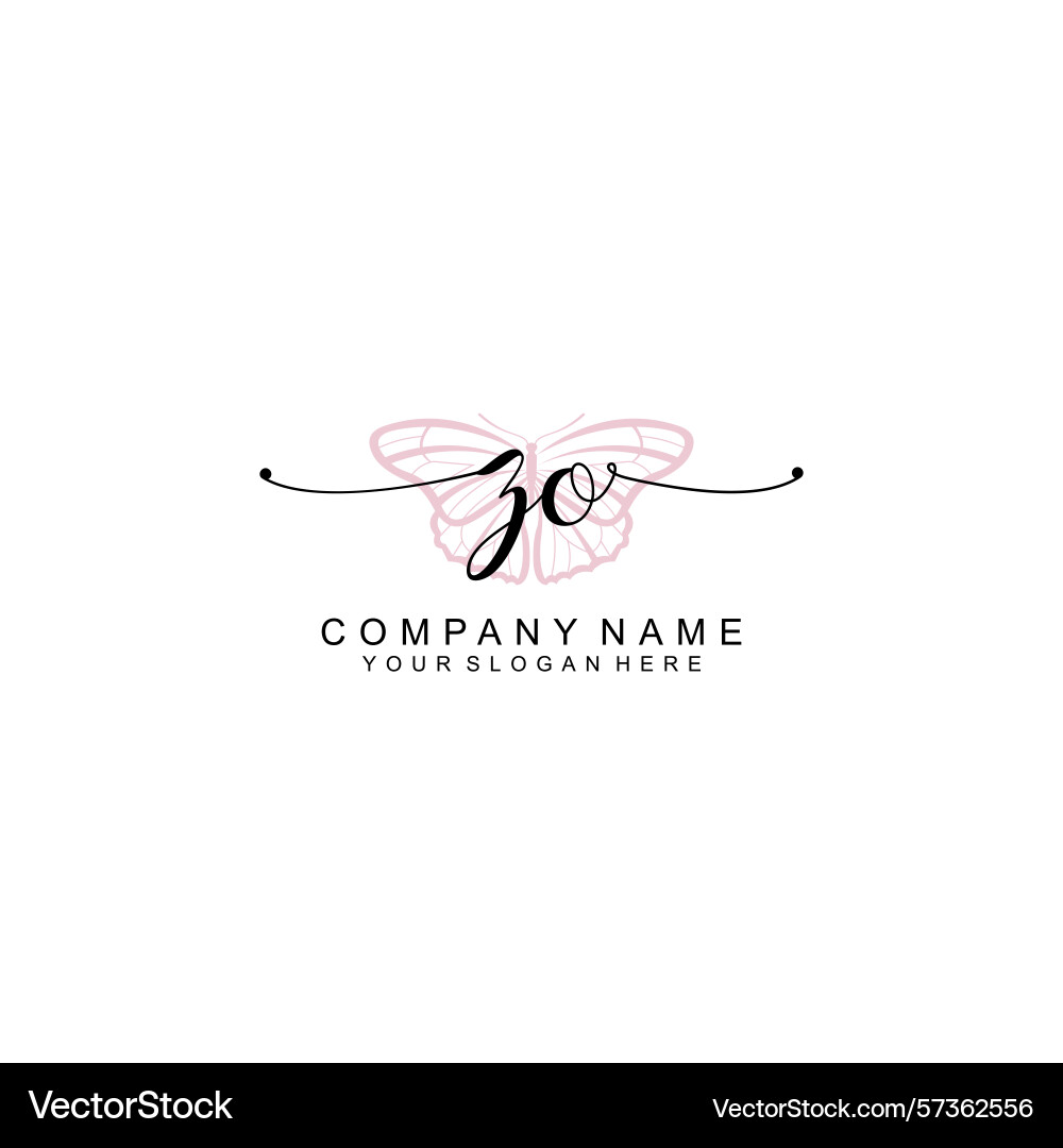 Minimalist handwritten zo initial logos with soft Vector Image
