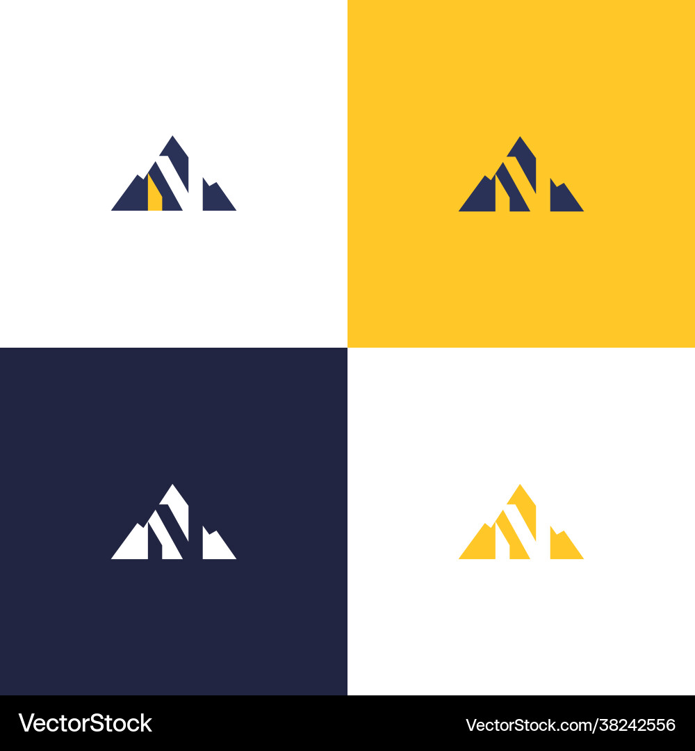 Mountain logo with simple and modern initials Mountain logo with simple and modern initials Vector Image