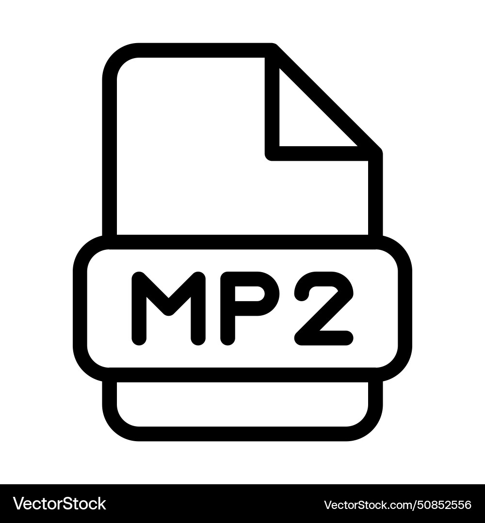 Mp2 file icon type files sign outline symbol Mp2 file icon type files sign outline symbol vector image