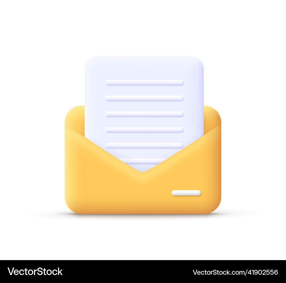 Open Envelope with Note Card vector image