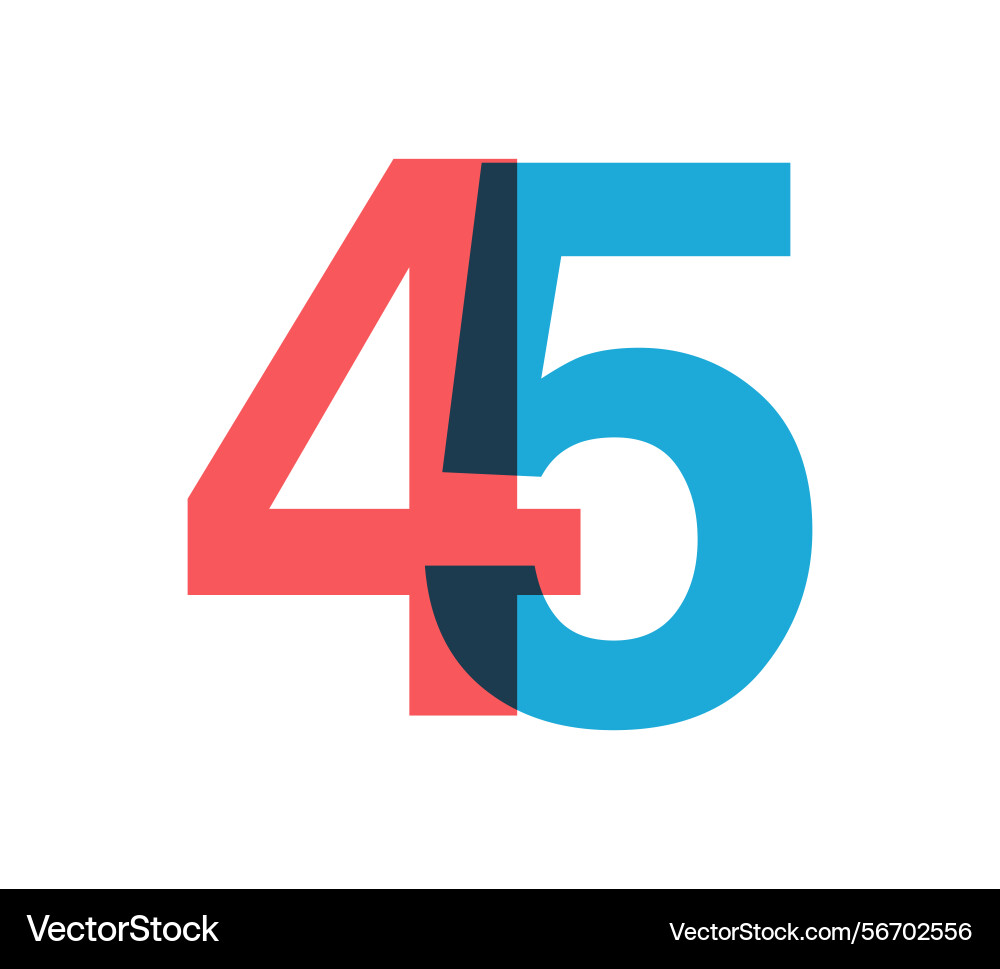 Overlapping red and blue 45 digits Overlapping red and blue 45 digits vector image