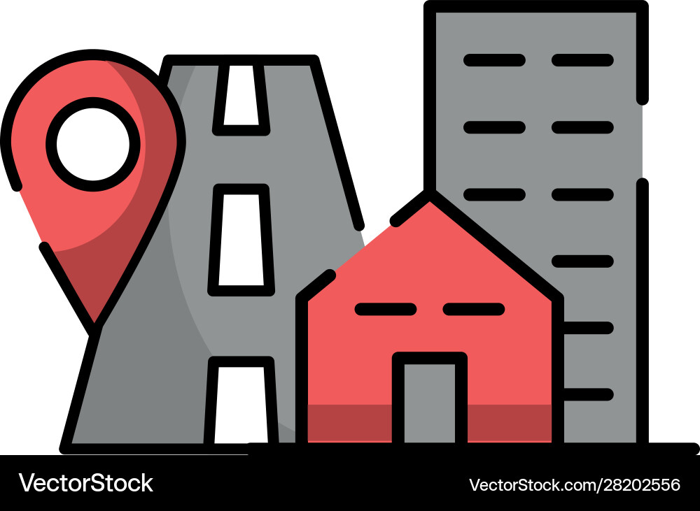 Pin pointer location guide with road Vector Image