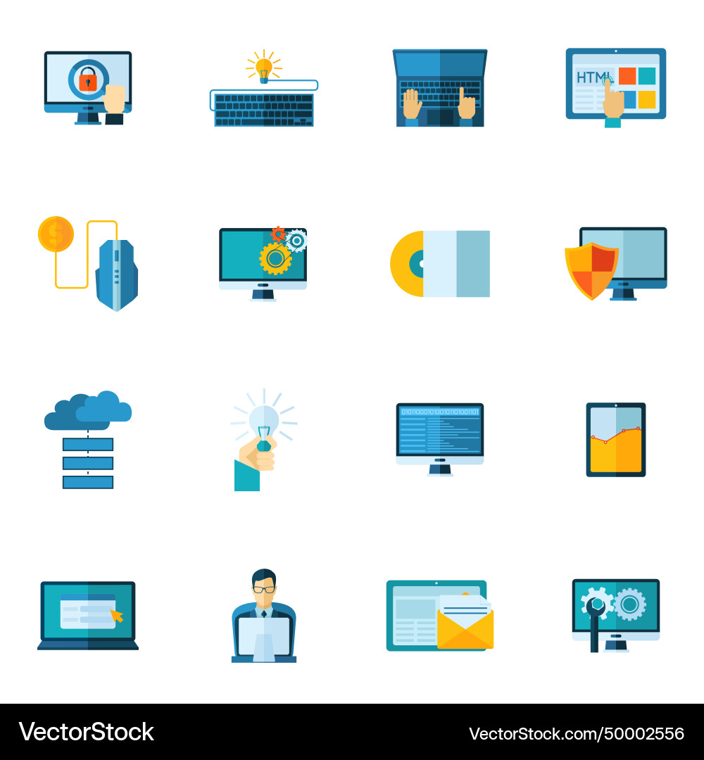 Program development icons set Program development icons set vector image