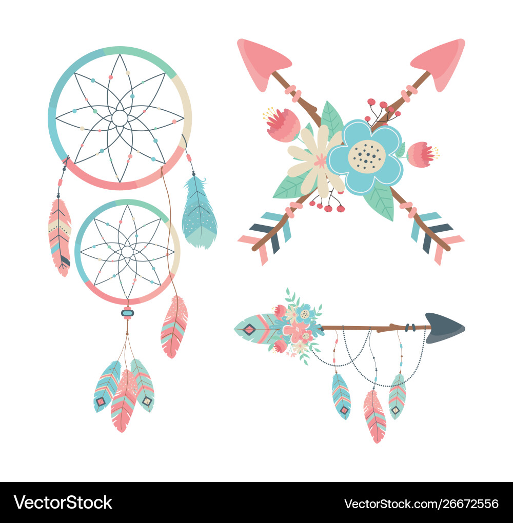 Set decorations boho style Royalty Free Vector Image