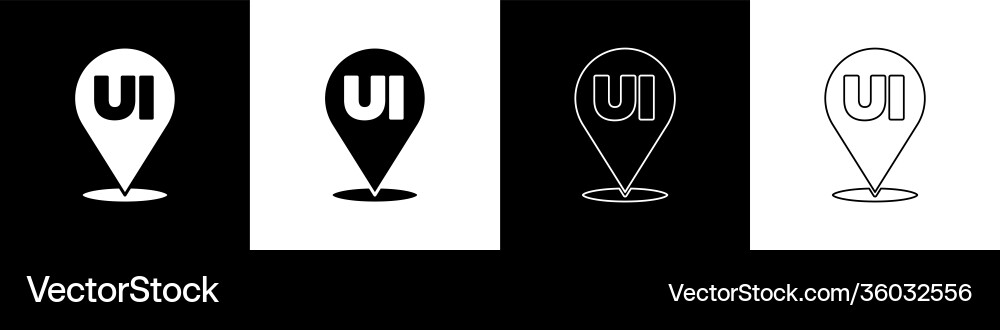 Set ui or ux design icon isolated on black vector image