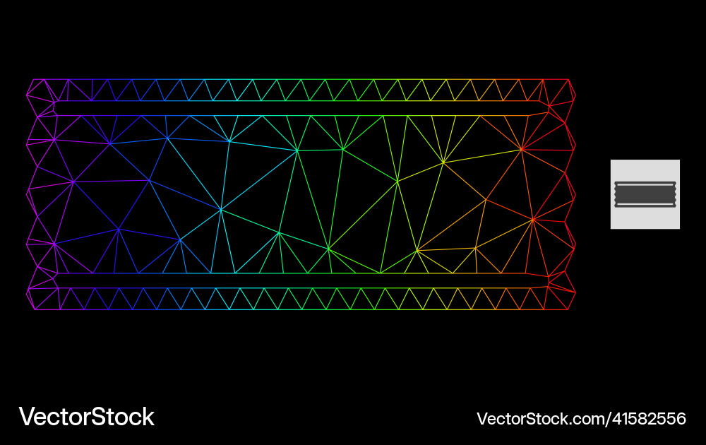 Spectral gradient polygonal net ticket template vector image