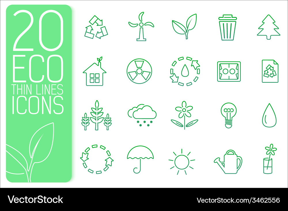 Thin Line Eco Neture Icons Set Vector Image