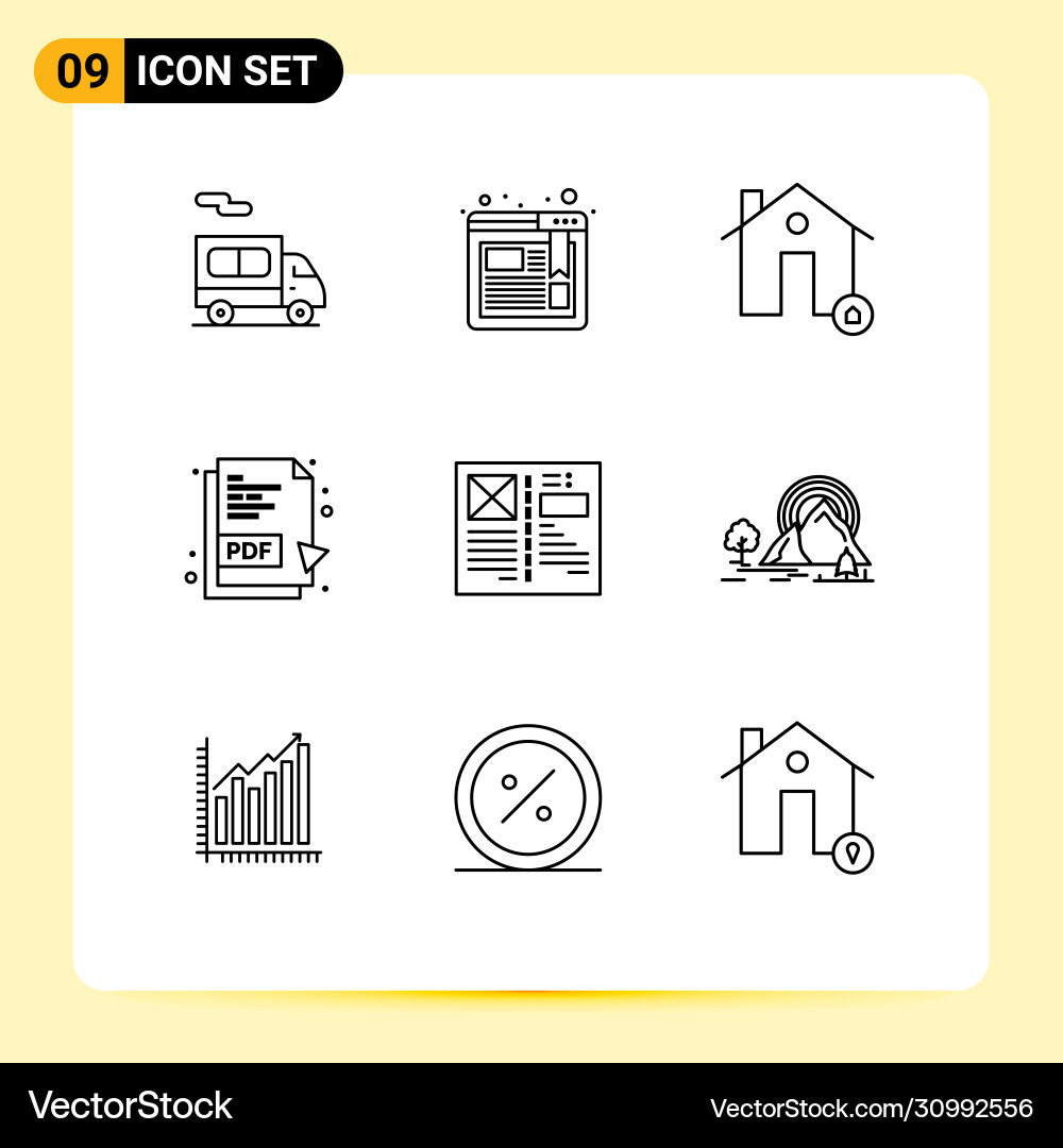 User interface pack 9 basic outlines grid Vector Image