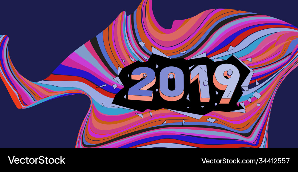 2021 new year text with wavy colorful line 2021 new year text with wavy colorful line Vector Image