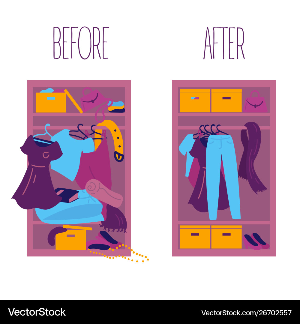 Before and after sorting things concept Vector Image