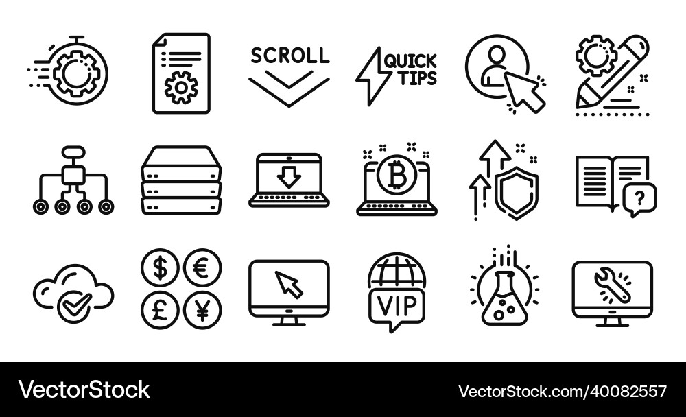 Bitcoin internet and user line icons set Bitcoin internet and user line icons set vector image