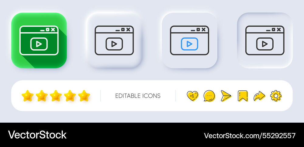 Browser window line icon video content sign Browser window line icon video content sign Vector Image
