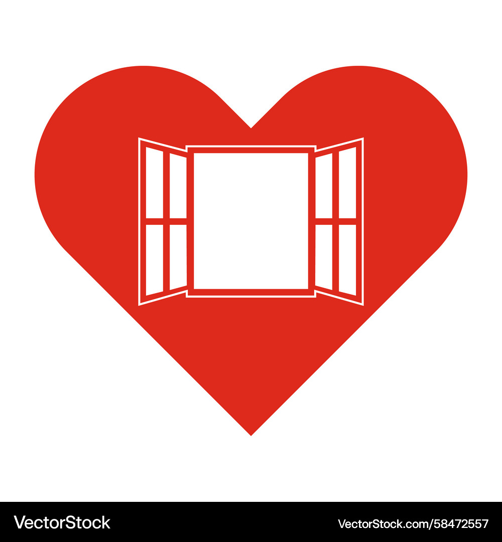 Heart with Open Window Symbol Vector Image