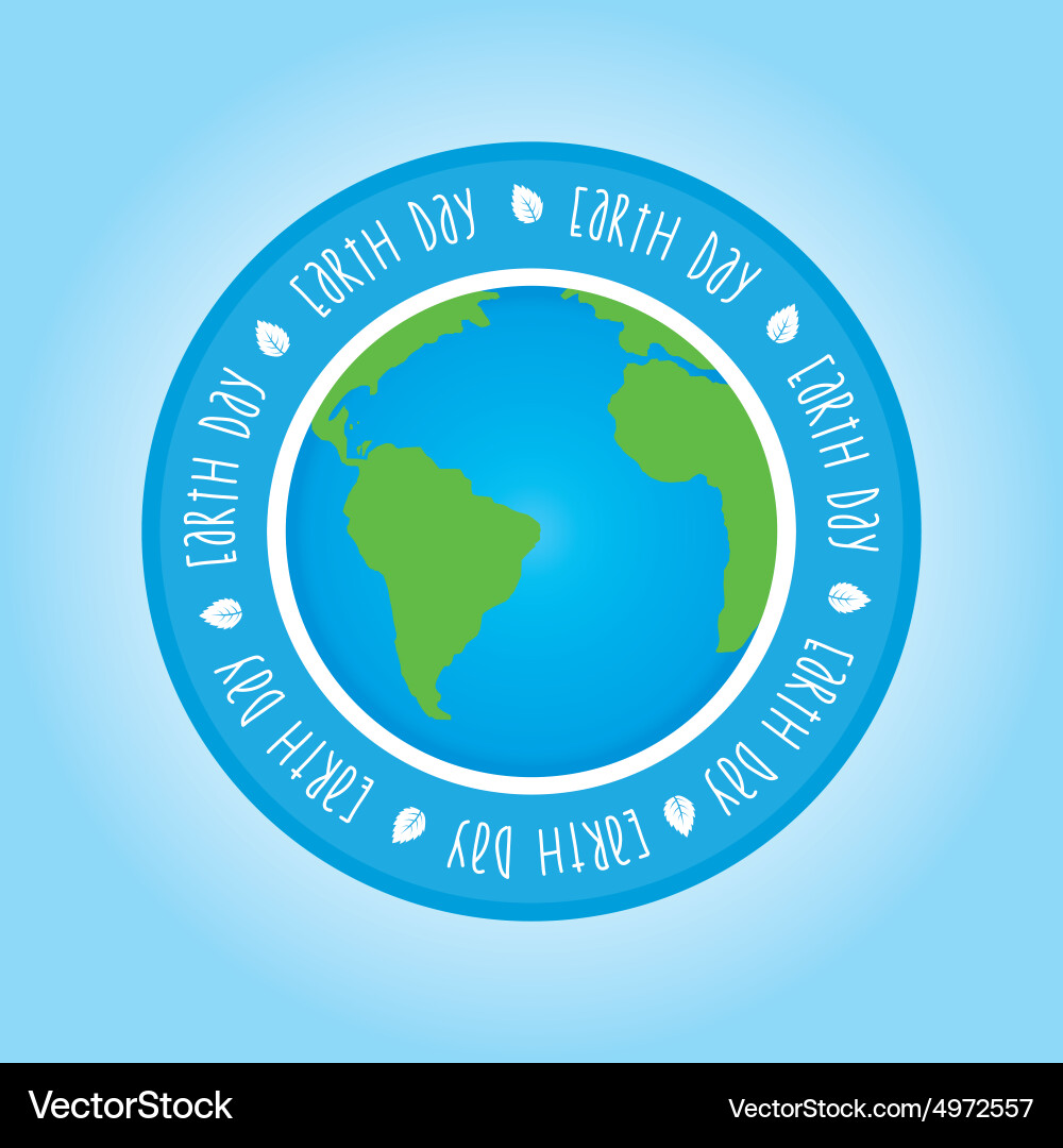 Isolated label with text and elements for earth vector image