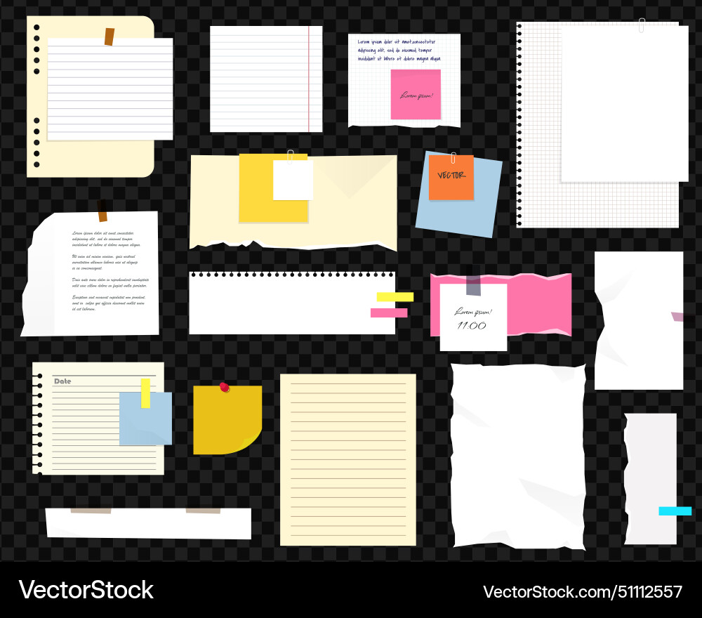 Paper notes sticky sheets and tape Vector Image