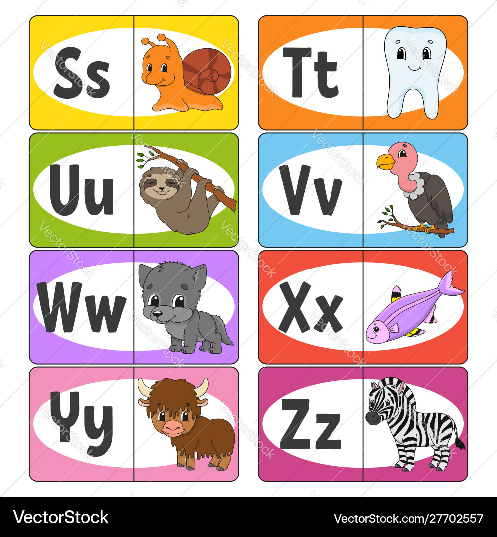 Set abc flash cards alphabet for kids learning Vector Image
