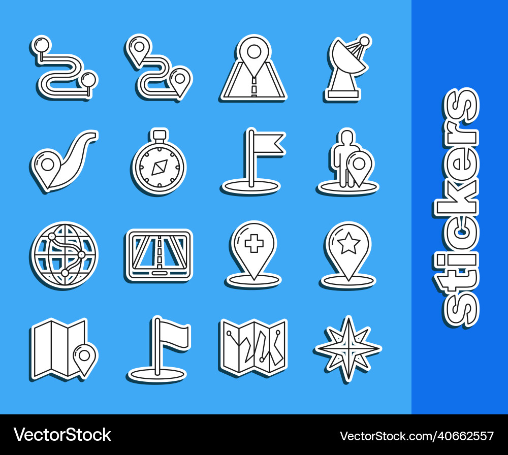 Set line wind rose map pointer with star marker Set line wind rose map pointer with star marker Vector Image