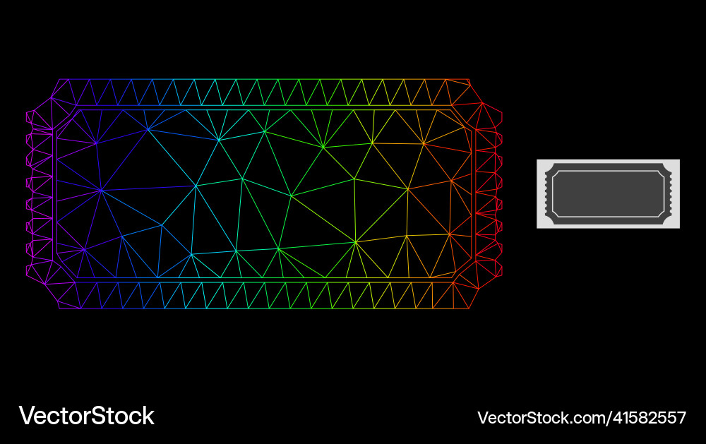 Spectral gradiented polygonal net ticket template Spectral gradiented polygonal net ticket template vector image