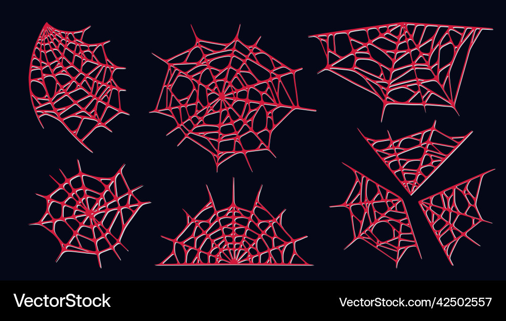 Spider web set isolated on dark background spooky Spider web set isolated on dark background spooky vector image