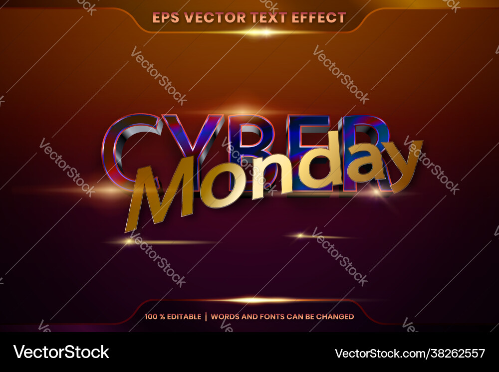 Text effect in 3d cyber monday words font styles Text effect in 3d cyber monday words font styles vector image