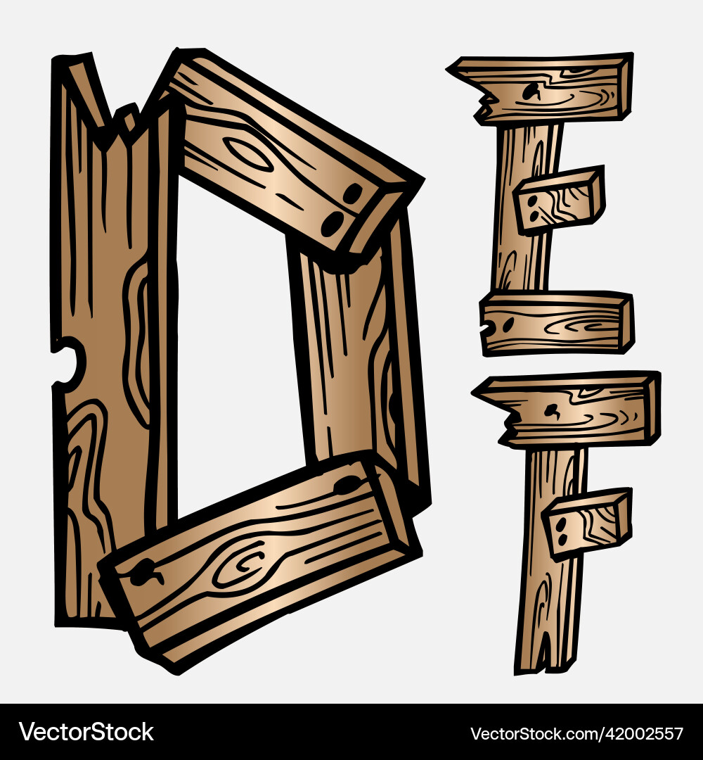 Wood tree texture letters alphabets font initials Vector Image