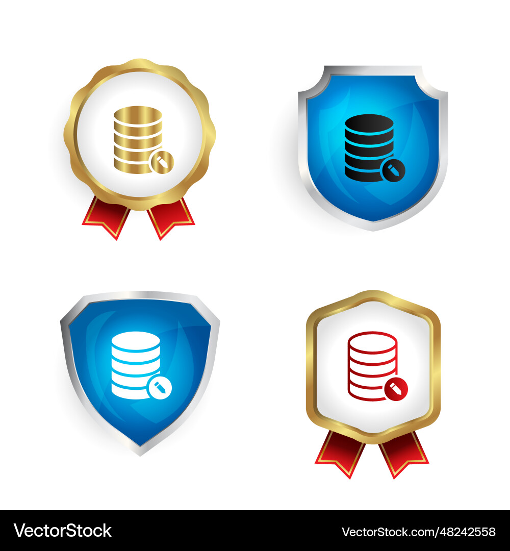 Abstract database edit badge and label collection Abstract database edit badge and label collection vector image