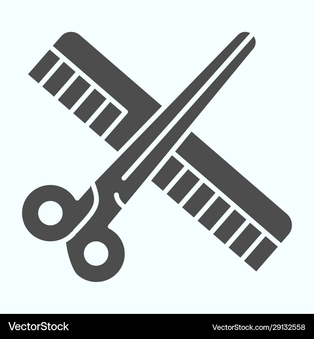 Barber instruments solid icon scissors and comb Barber instruments solid icon scissors and comb Vector Image