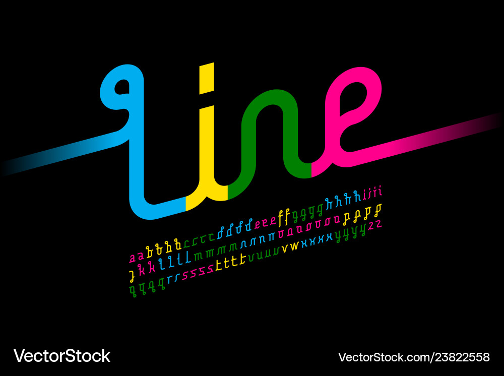 Colorful one line font single continuous Colorful one line font single continuous vector image