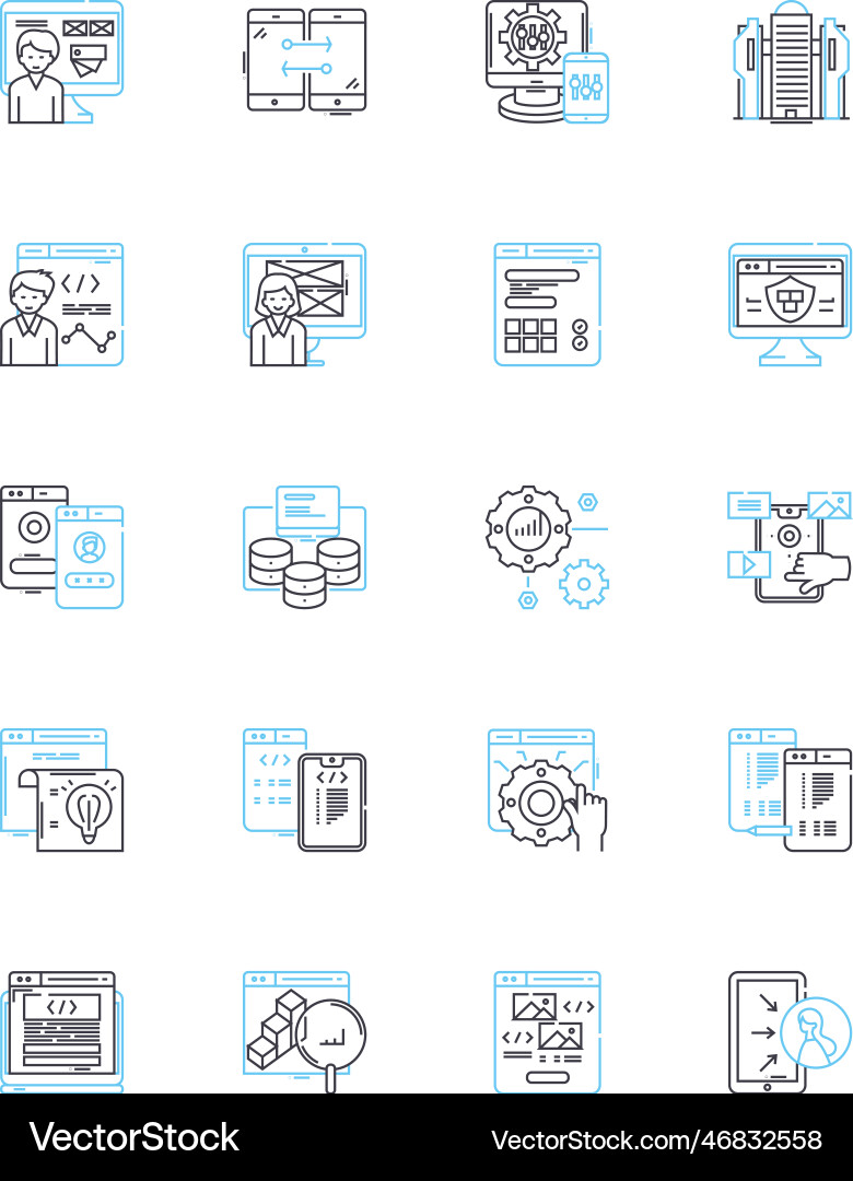 Demographic profiling linear icons set age Vector Image