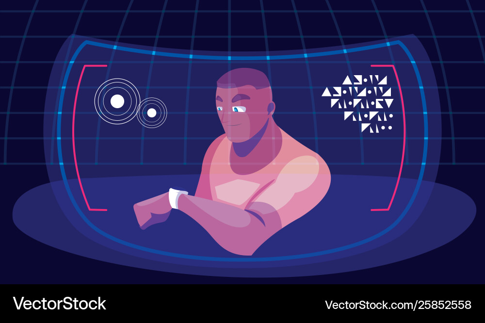 Design man using technology augmented vector image