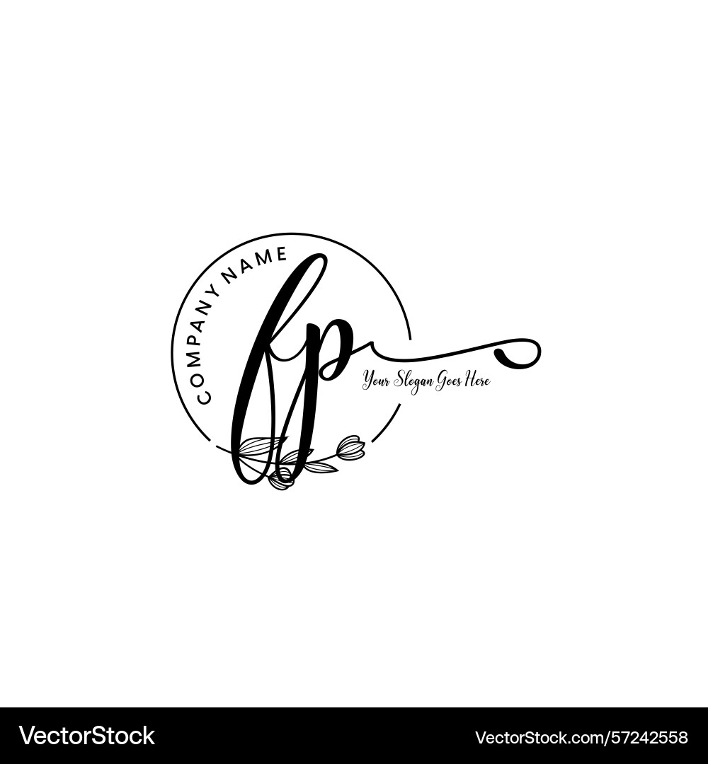 Elegant fp initial logo design with botanical vector image