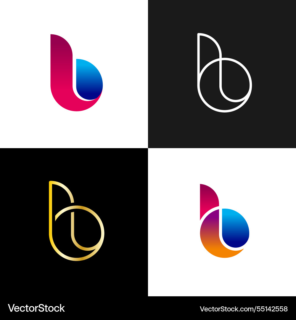 Letter b creative logo 3d wide ribbon stripes Letter b creative logo 3d wide ribbon stripes vector image