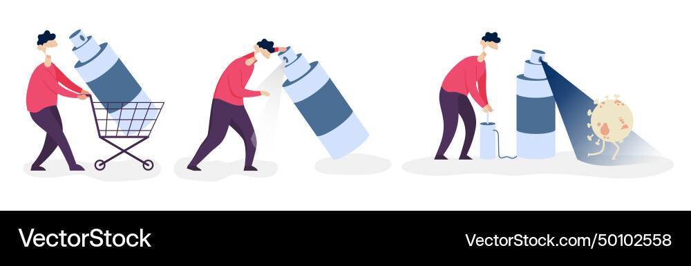 Man with a cart in which large bottle Vector Image