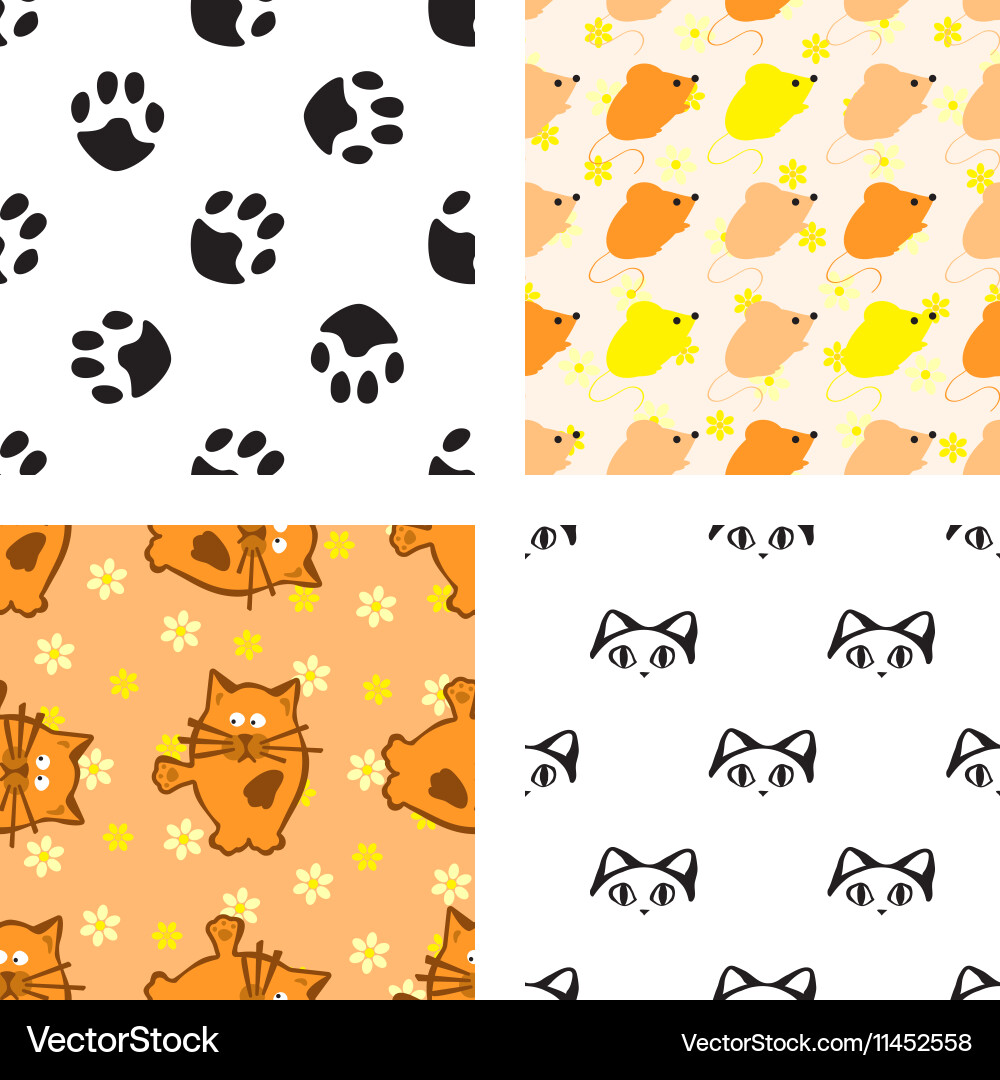 Pattern with cat and mouse Vector Image