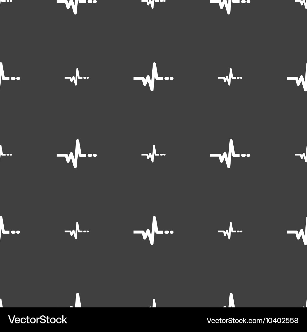 Pulse sign seamless pattern on a gray background Vector Image
