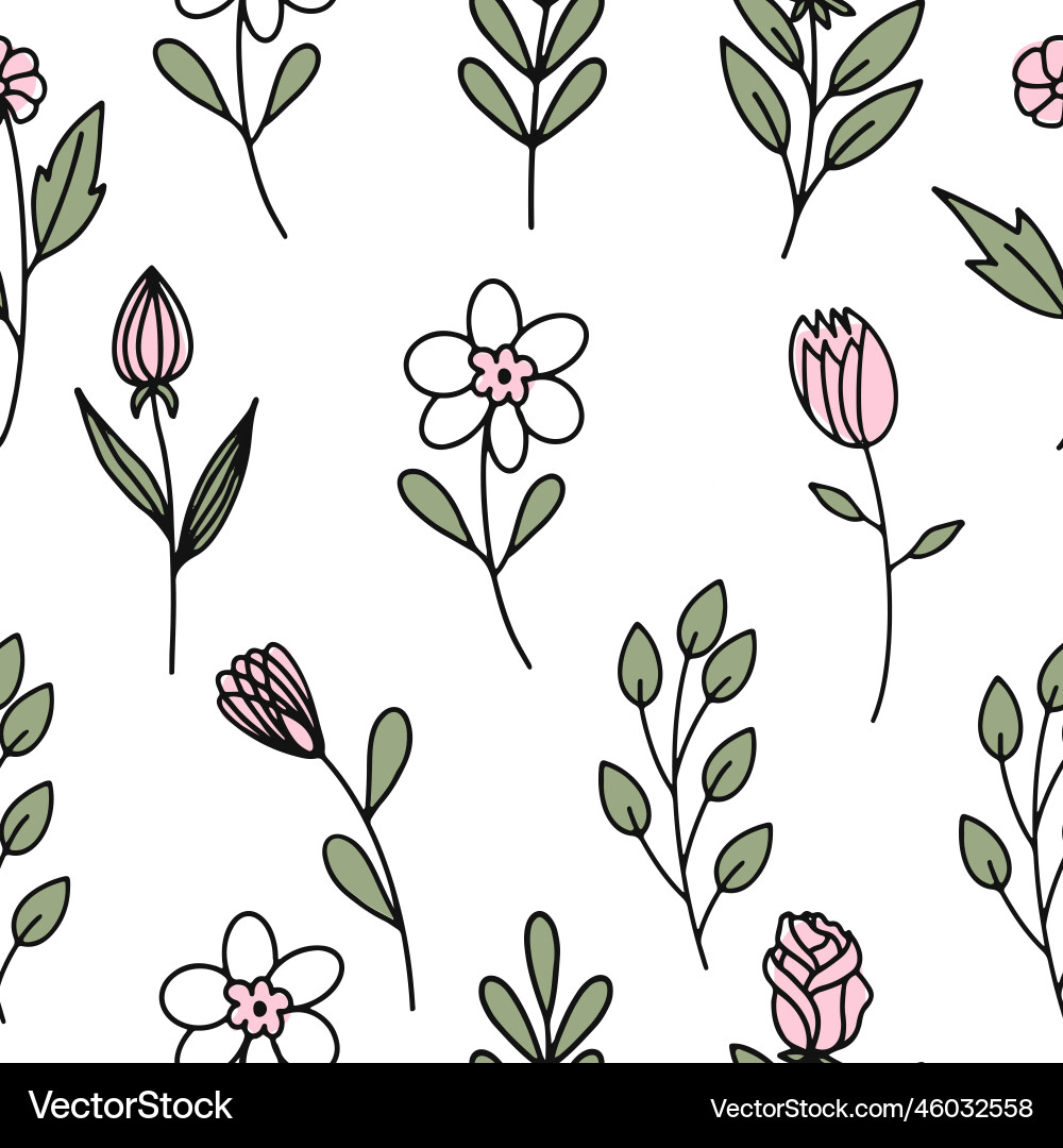 Seamless pattern with the image of spring flowers Vector Image